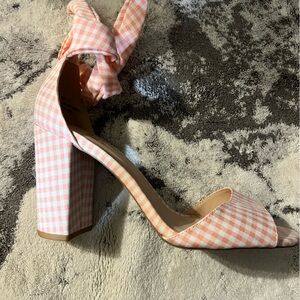 Pink & White Plaid Heels Size 11
